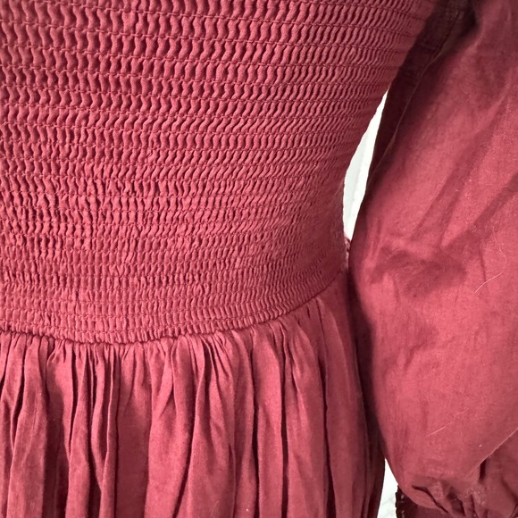 Free‎ People Empress Rock Midi Dress Cottagecore Square Neck Puff Sleeve XS - Picture 3 of 12